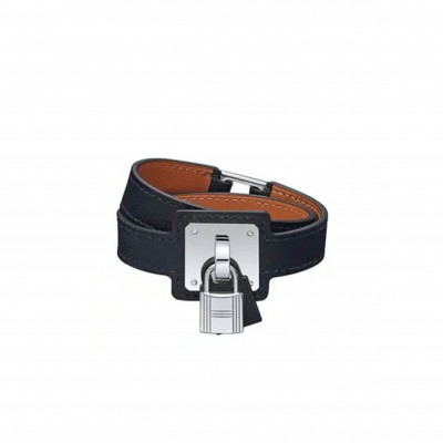 HERMÈS LEATHER O'KELLY WRAP BRACELET BLACK HER617061